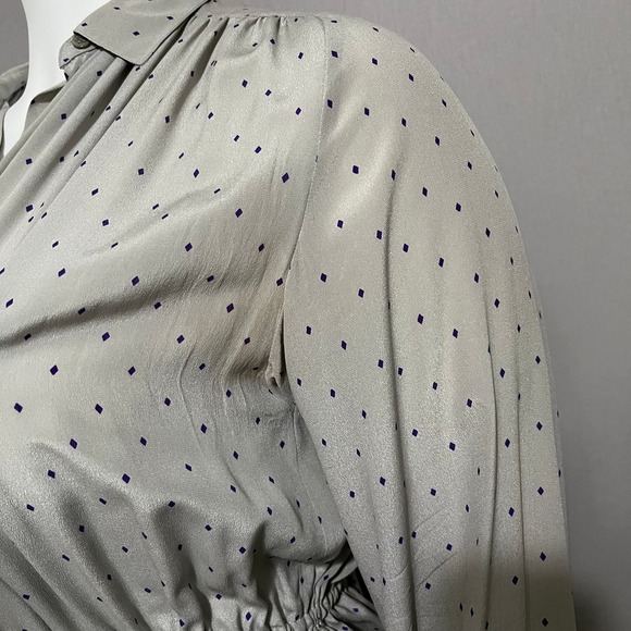 SOLD🌟Georges Rech Vintage Diamond Print Grey Purple Dress Sz-XL - Picture 6 of 12